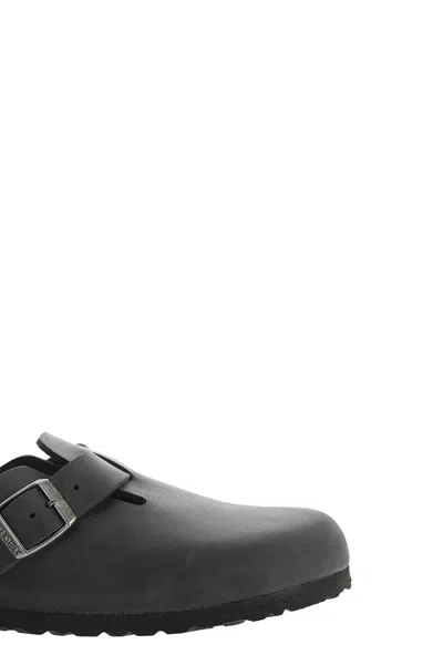 Birkenstock Boston 0059461 Clogs Women's 6 Black Leather Slip On Shoes Zpo3267 In Gray