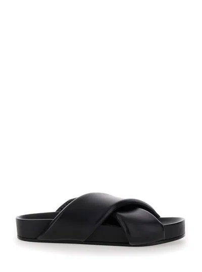 Jil Sander Black Sandals With Criss Cros Bands In Black