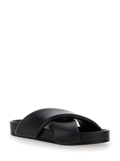 Jil Sander Black Sandals With Criss Cros Bands In Black