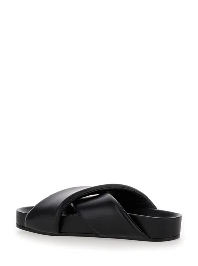 Jil Sander Black Sandals With Criss Cros Bands In Black