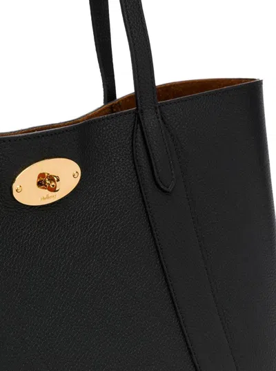 Mulberry Black Tote Bag With Front Turn-lock Closure And And Two Top Handles In Leather Woman
