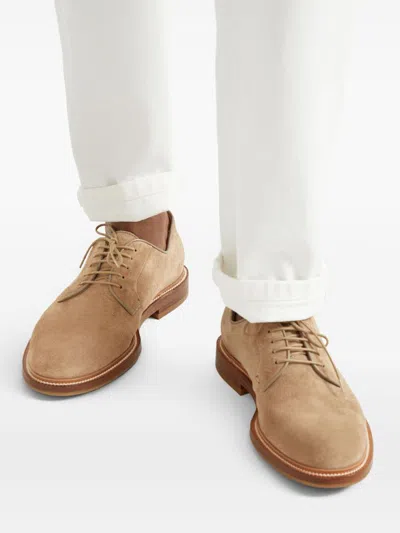 Brunello Cucinelli Refined Brown Suede Flat Shoes