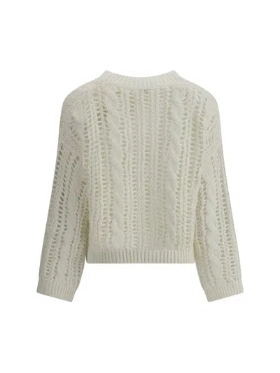 Brunello Cucinelli Lace-knit Sweater In Neutral