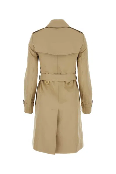 Burberry Women Beige Gabardine Heritage Chelsea Trench Coat