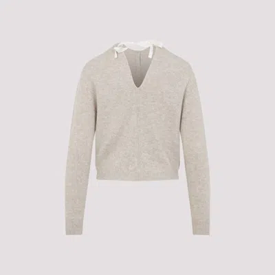 Carven Cashmere Button-up Sweater With Delicate Tie Detail