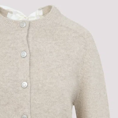 Carven Cashmere Button-up Sweater With Delicate Tie Detail