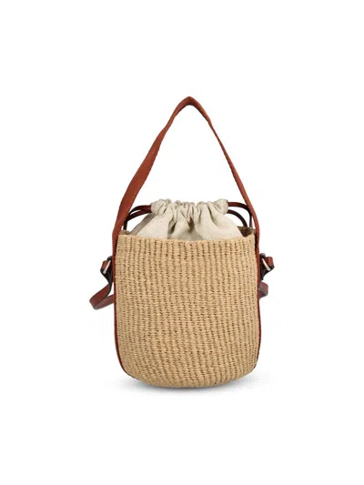 Chloé Horse Medal Basket Leather And Canvas-trimmed Raffia Tote