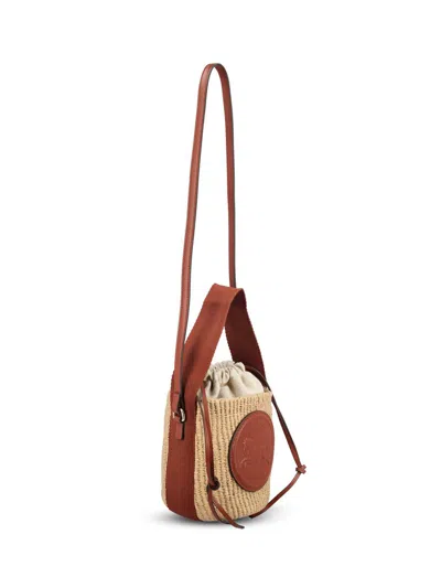 Chloé Horse Medal Basket Leather And Canvas-trimmed Raffia Tote