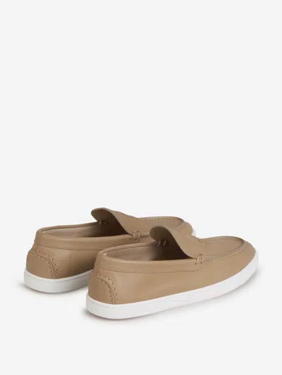 Christian Louboutin Varsiboats Leather Loafers In Brown