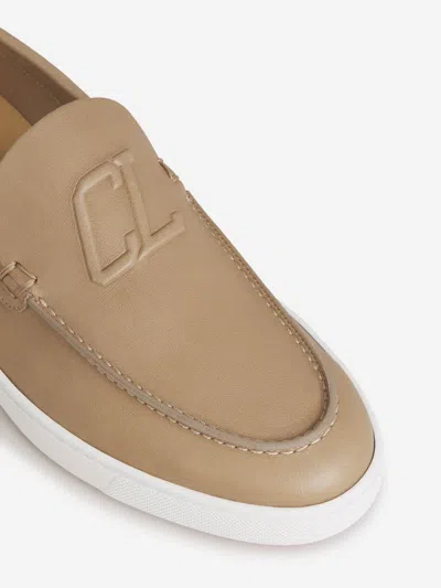 Christian Louboutin Varsiboats Leather Loafers In Brown