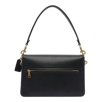 Coach Soft Grain Leather Shoulder Bag With Chain Detail In Black