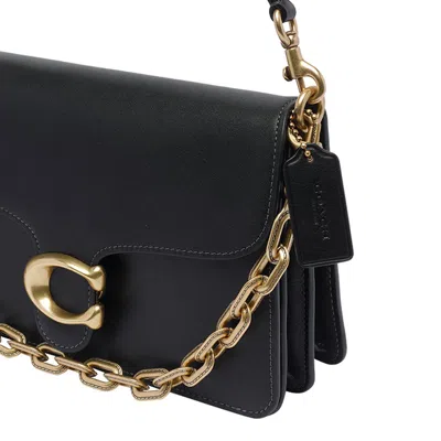 Coach Soft Grain Leather Shoulder Bag With Chain Detail In Black