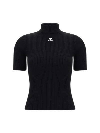 Courrèges Reedition Short Sleeves Ribbed Knitted Sweater Clothing