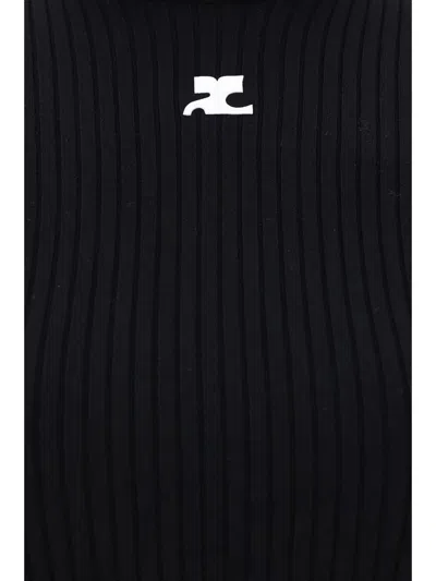 Courrèges Reedition Short Sleeves Ribbed Knitted Sweater Clothing