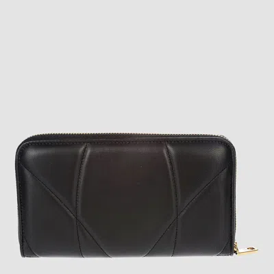 Dolce & Gabbana Devotion Quilted Leather Zip Around Wallet In Black