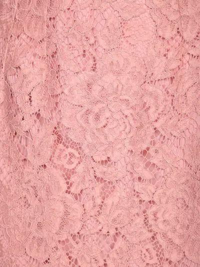 Dolce & Gabbana Pink Lace Tube Longuette Dress In Pink