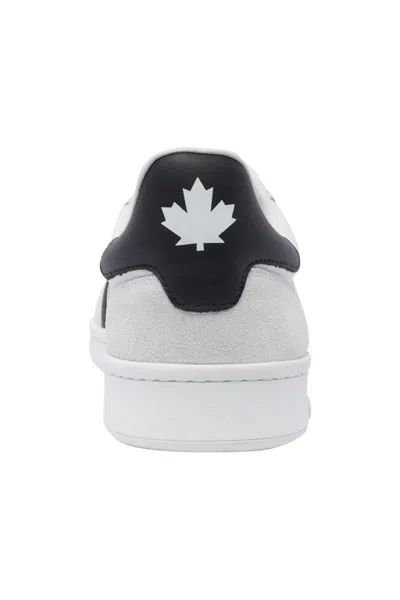 Dsquared2 White And Black Low Top Sneakers With Contrasting Bands