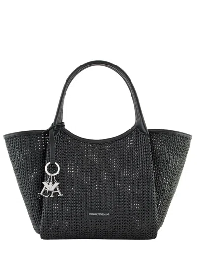 Emporio Armani Interwoven Shopper Bag With Logo Charm