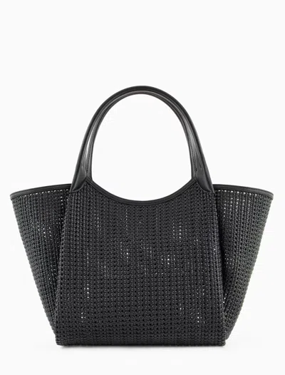 Emporio Armani Interwoven Shopper Bag With Logo Charm