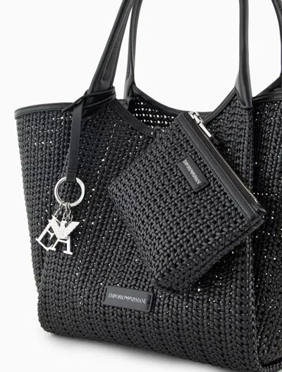 Emporio Armani Interwoven Shopper Bag With Logo Charm
