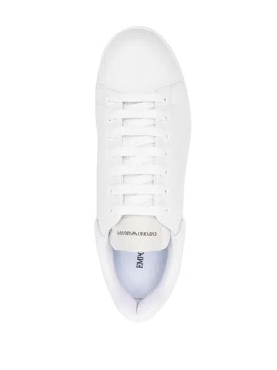 Emporio Armani Man Sneakers White Size 6.5 Leather, Textile Fibers