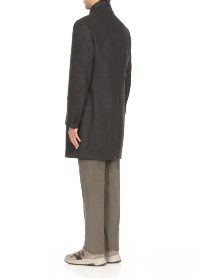 Fay Wool Coat With Peak Lapel Collar In Gray