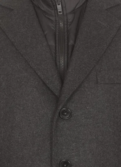 Fay Wool Coat With Peak Lapel Collar In Gray