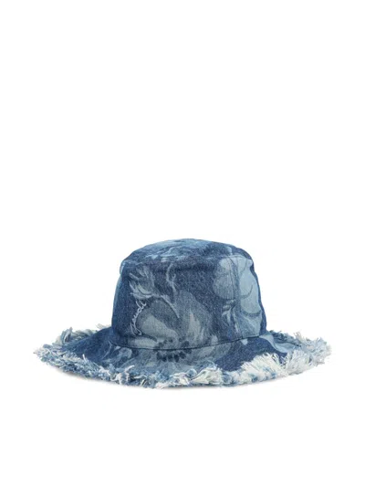 Fendi Blue Denim Bucket Hat In Blue