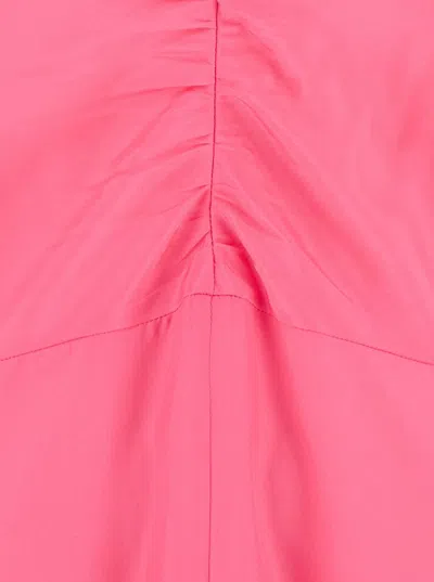 Forte Forte Fuchsia Sleeveless Long Dress With Criss-crossed Spaghetti Straps And Rear Button Closure In Tech Fa