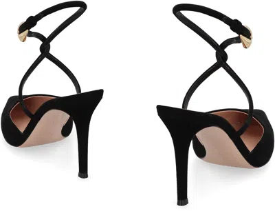 Gianvito Rossi Buckle Detail Strappy Suede Stiletto Pumps In Black