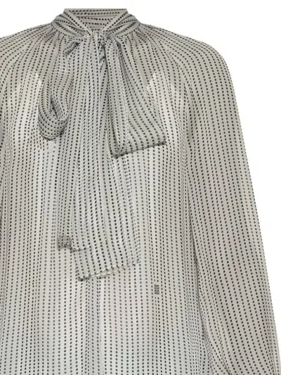 Givenchy Polka Dots Blouse In Silk Chiffon With Lavallière In Gray