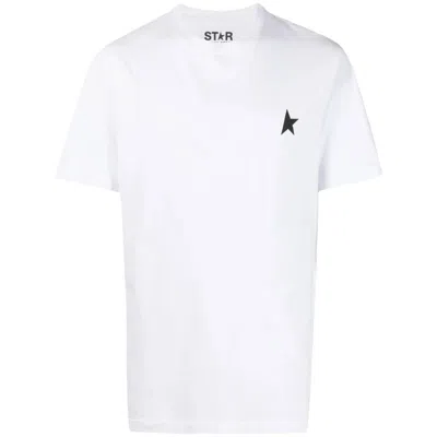 Golden Goose White T-shirt With Round Neck And One Star Logo Print On The Front In Cotton Man