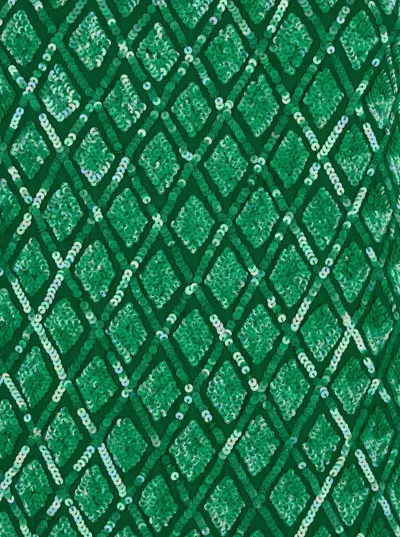 P.a.r.o.s.h Green Long Dress With All-over Applied Sequins And Geometric Motif In Tech Fabric Woman In Green
