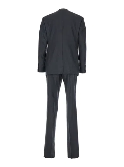 Tom Ford Grey Double-breasted Suit With Peak Revers In Wool Man