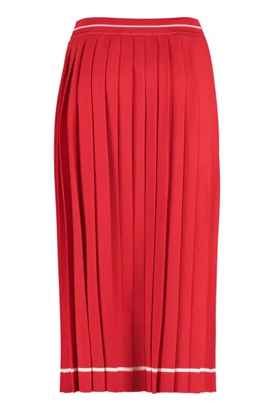 Gucci Pleated Knitted Skirt In Red
