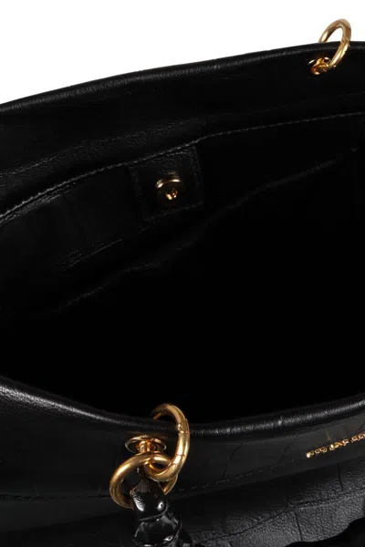 Jil Sander Bamboo-handle Embossed Leather Tote Bags In Black