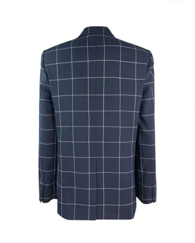 Liu •jo Check Motif Jacket Gold Buttons In Blue