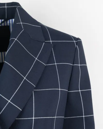 Liu •jo Check Motif Jacket Gold Buttons In Blue