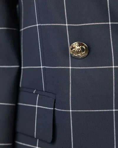 Liu •jo Check Motif Jacket Gold Buttons In Blue
