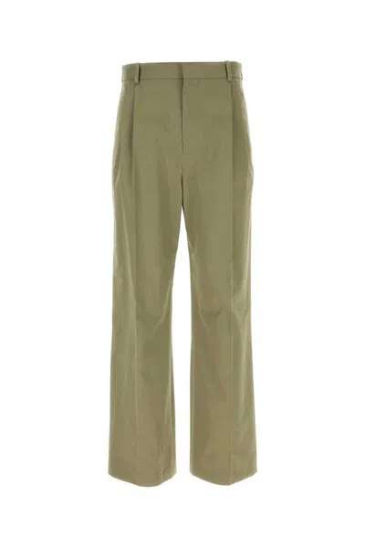Loewe Buttoned Back Pocket Wide Leg Trousers In Green