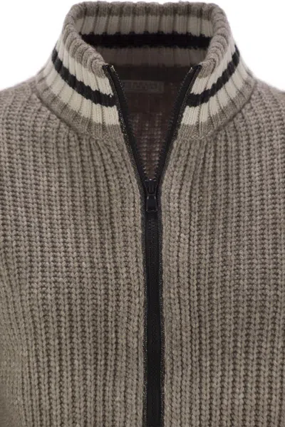 Brunello Cucinelli Cashmere Cardigan With Shiny Trims