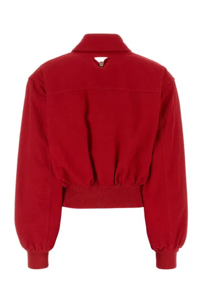 Prada Jackets With Long Sleeves And Ribbed Hem In Red