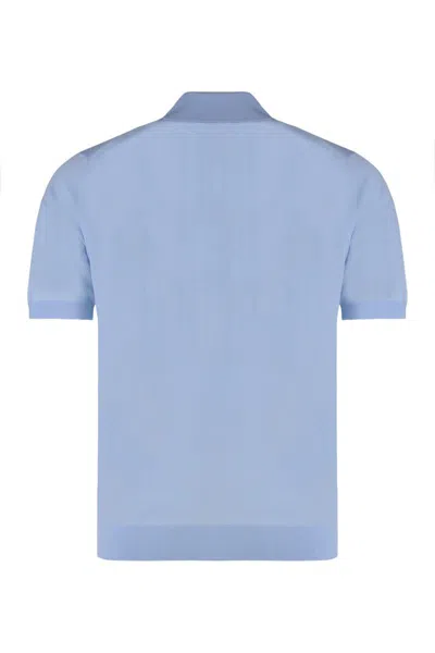 Prada Short-sleeved Wool Polo T-shirt In Blue