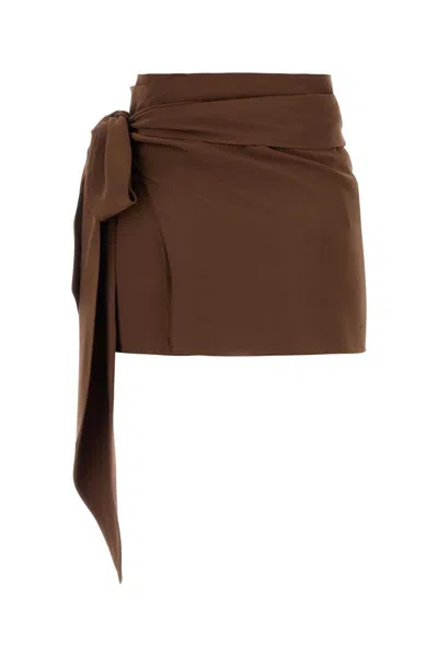 Prada Minigonna In Crepe Marrone  Donna In Brown