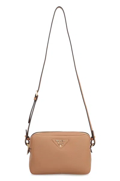 Prada Small Leather Crossbody Bag In Brown