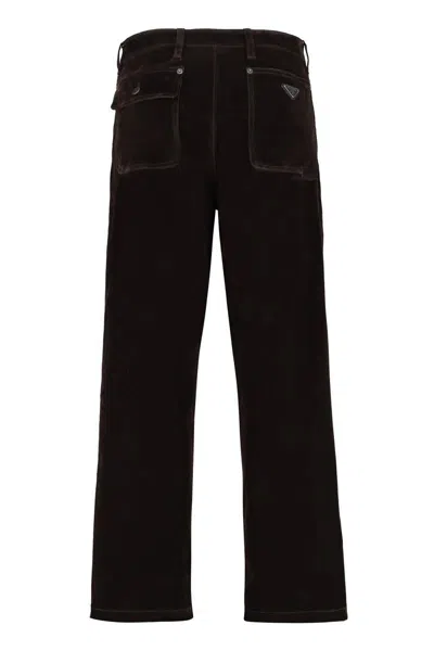 Prada Velvet Trousers In Brown