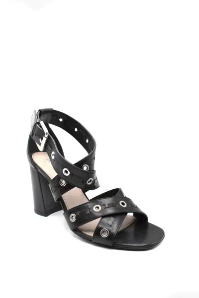 Premiata Heel Block Strappy Sandals Eyelet In Black