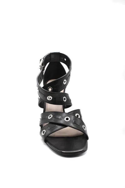 Premiata Heel Block Strappy Sandals Eyelet In Black