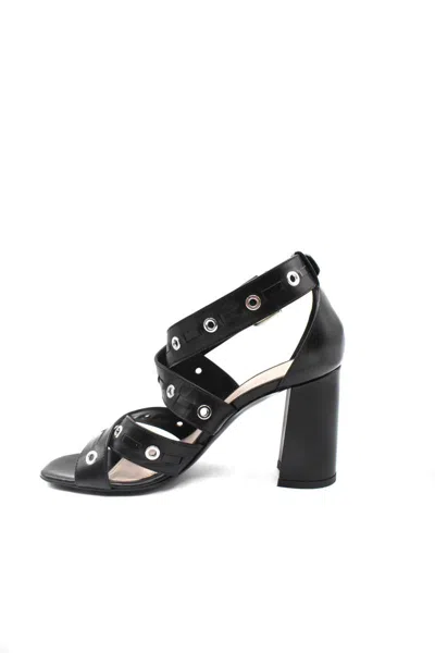 Premiata Heel Block Strappy Sandals Eyelet In Black