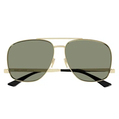 Saint Laurent Silver Aviator Sunglasses In Gray
